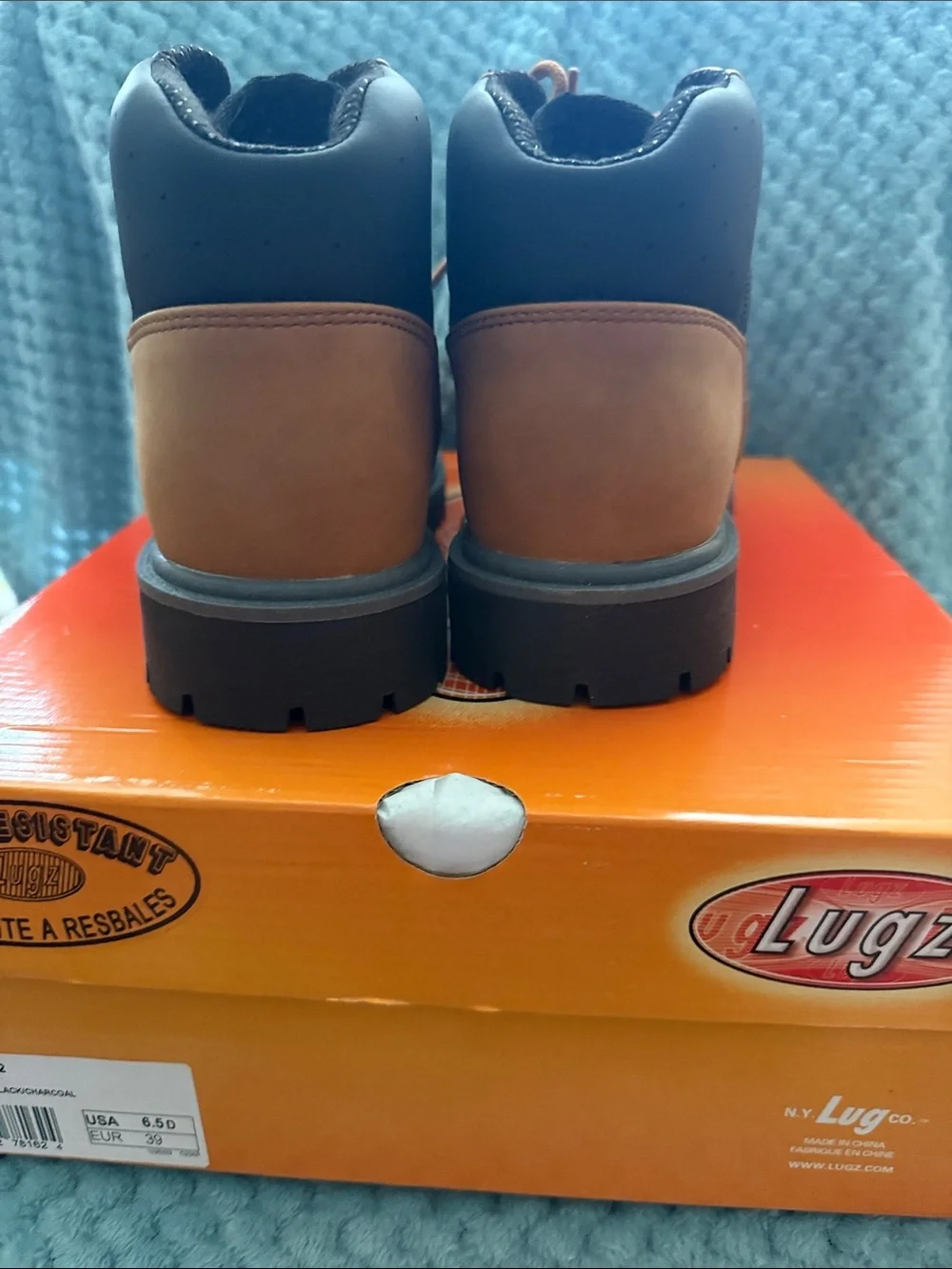 Lugz Tan and Black Lace-Up Men's Work Boots
